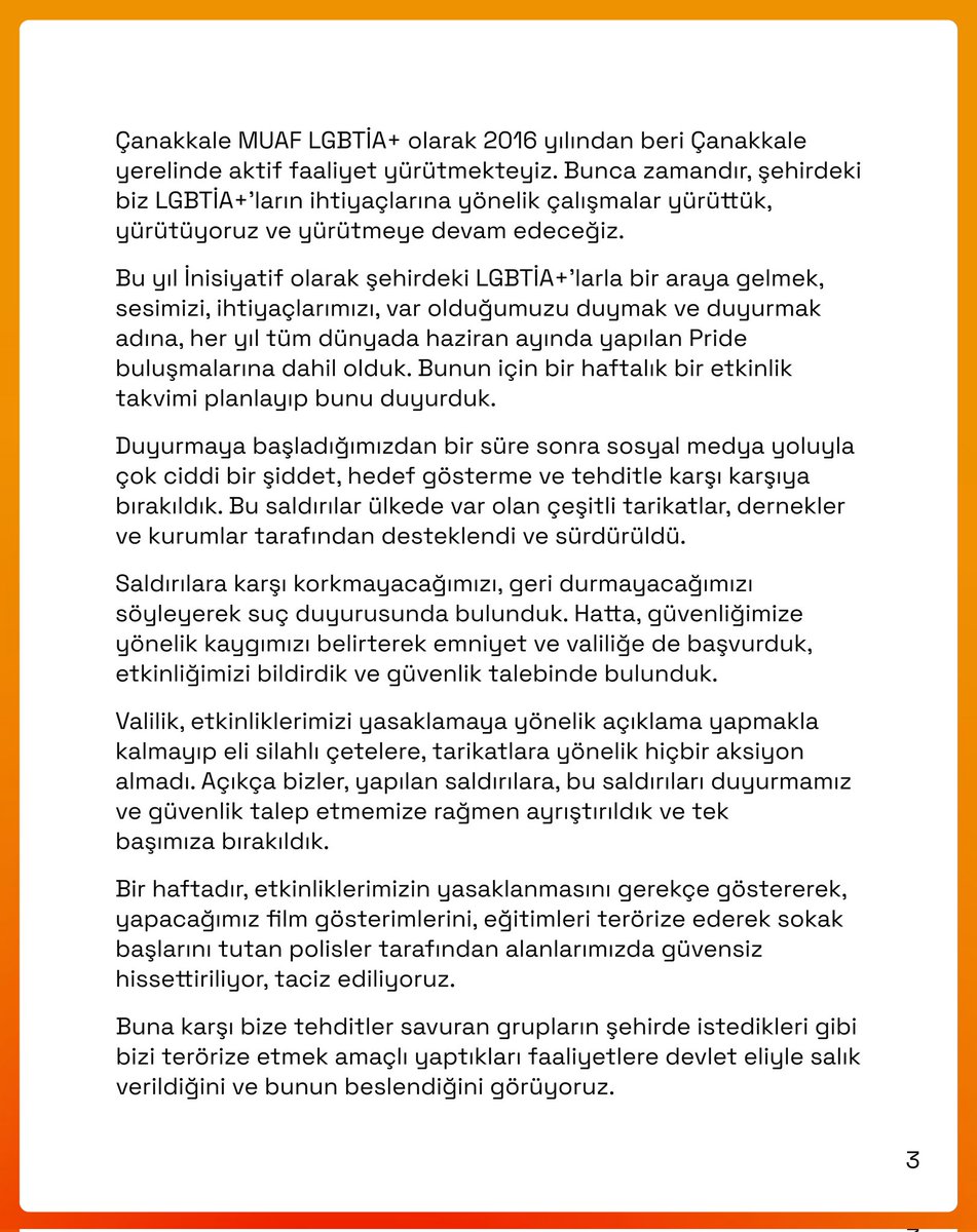 CanakkaleMuaf's tweet photo. 1. ÇANAKKALE ONUR YÜRÜYÜŞÜNÜN İPTALİNE DAİR;

Bu süreçte yanımızda olan, bizlerle dayanışan tüm kurumlara teşekkür ederiz. Dayanışma yaşatır! https://t.co/HFypyhZc0a