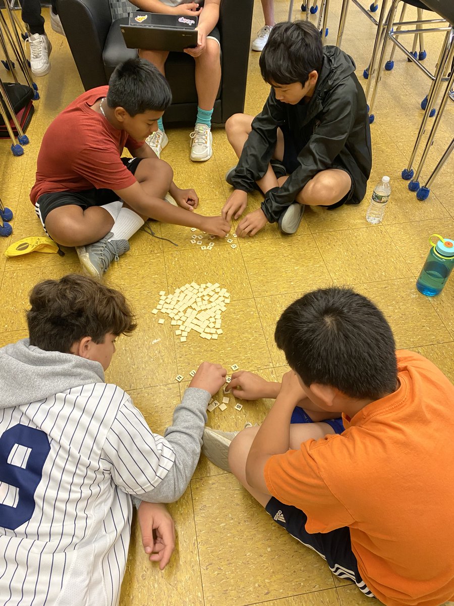 HoldrumMS's tweet photo. Ms. Rizer’s 7th graders competed as teams in a Bananagrams tournament last week. It came down to two intense word battles, and the champions have been crowned! https://t.co/80hDsB1MfB