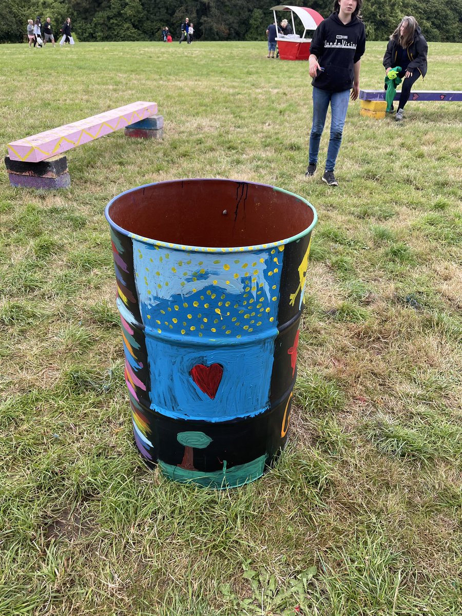WobbleAndWheeze's tweet photo. SPOT THE BIN! Hey Glasto folk. My 4 littlies would love to see the bin they painted in situ, but having jogged 5k of site this AM, I see how challenging that’s going to be. Can anyone spot it + give us a clue?! #Glastonbury2022 @glastonbury @GlastoWatch @glastobation @GlastoLive https://t.co/IPnkolMc1B