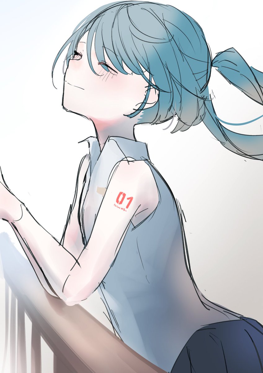 hatsune miku 1girl solo white background simple background closed eyes closed mouth collared shirt  illustration images