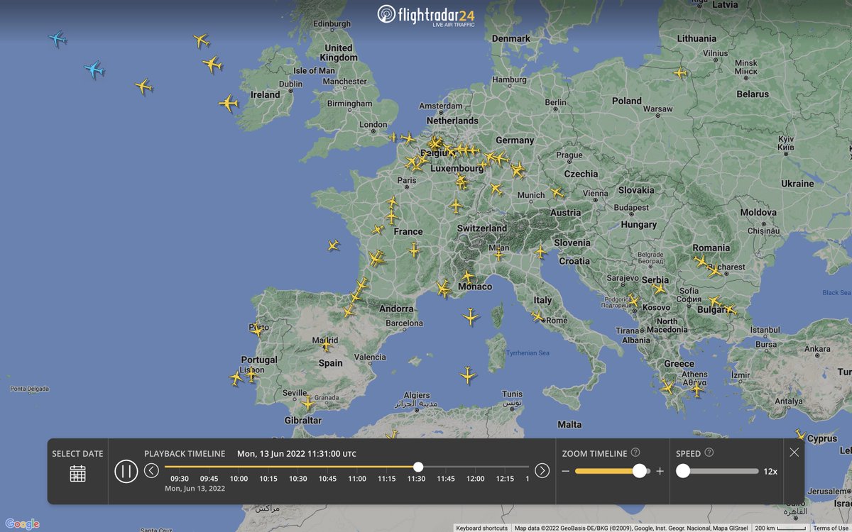 Security agents are on strike and no passenger flights are departing <a href="/BrusselsAirport/">Brussels Airport</a> today. 

Comparing today with last Monday, same time. flightradar24.com/airport/bru
