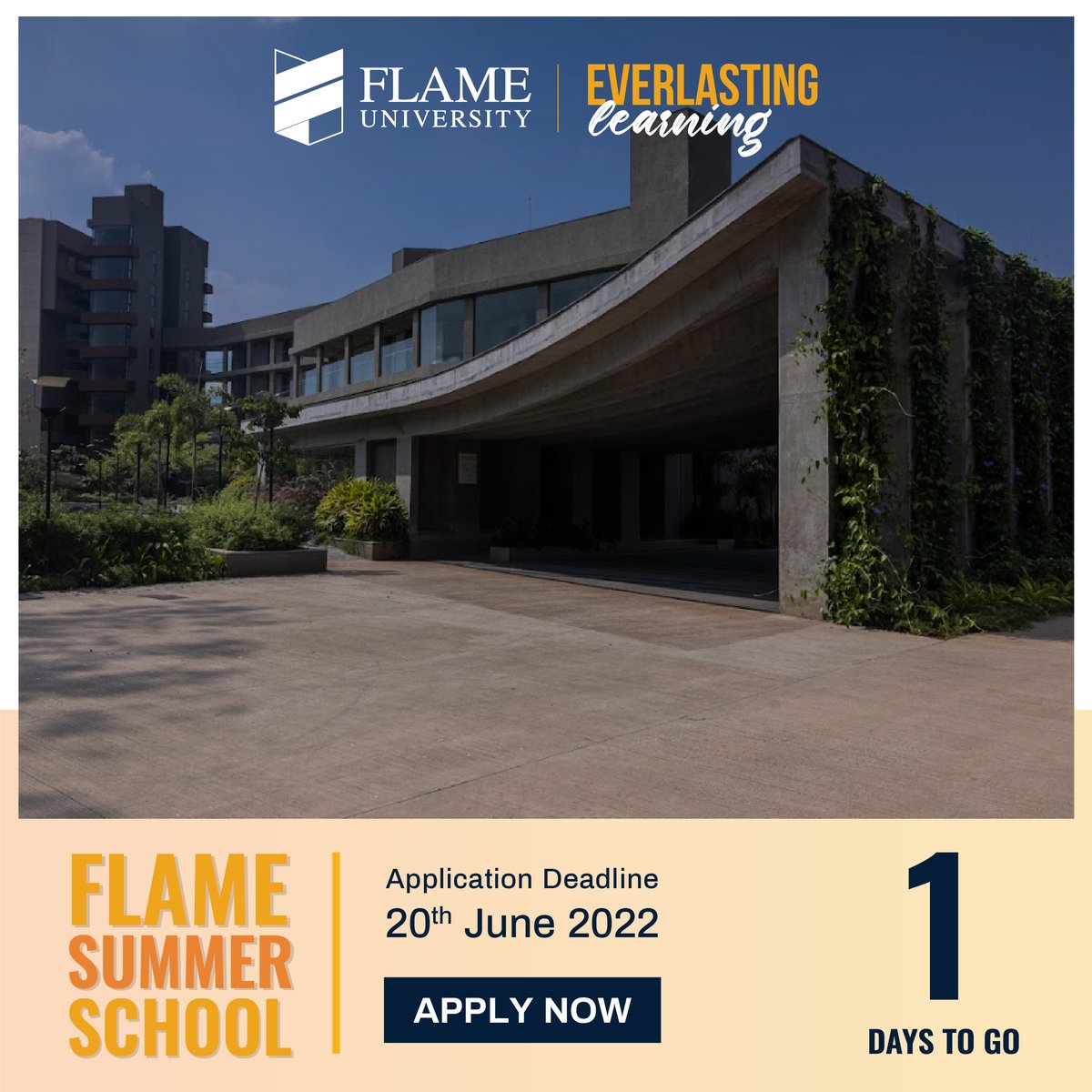 FLAMEUniversity's tweet photo. Last Day! 

At the FLAME Summer School - faculty from leading institutions will come together and help learners to broaden their knowledge horizons, instill curiosity and develop leadership skills in an intensive academic environment. 

Register here - https://t.co/SdDhlJjoLw https://t.co/pJ1V4owHJZ
