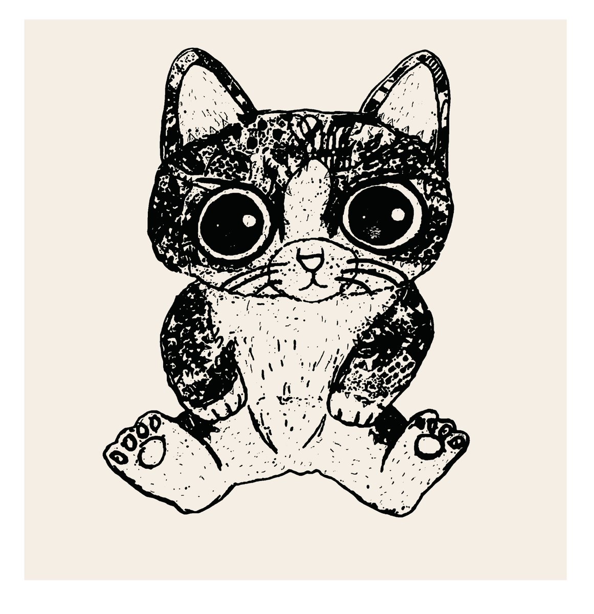 #イラスト好きな人と繋がりたい  #絵描きさんと繋がりたい #イラスト #絵 #下図 #銅版画からシルクスクリーンへ
#ぬいぐるみみたいな猫ちゃん
title「僕は猫です。」 