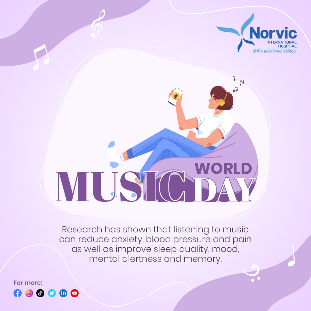 HospitalNorvic's tweet photo. World Music Day 🎵
Listening to music can reduce anxiety, blood pressure, and pain as well as improve sleep quality, mood, mental alertness, and memory.
.
.
#music #musicday #mood #MentalAlertness 
 #SleepQuality #pain  #BloodPressure #Anxiety 
#norvic #care https://t.co/pZOcbHfDC4