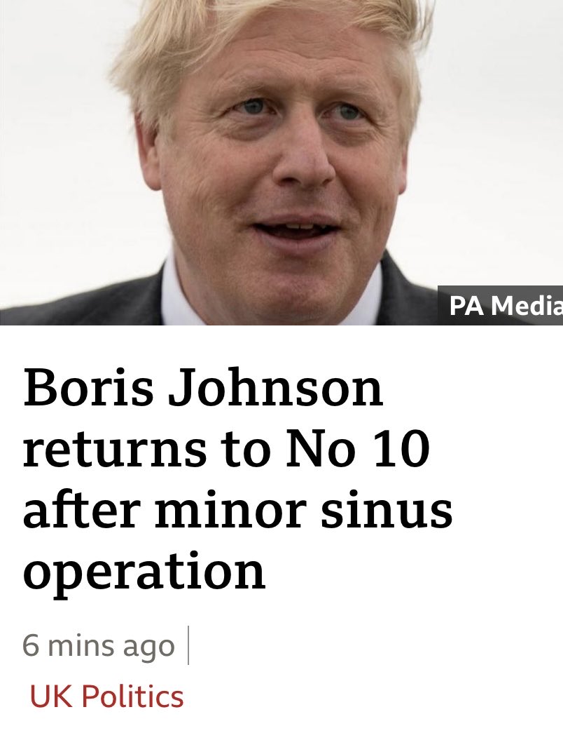 Sinus op? Suspect the PM’s nose procedure was a Pinocchio-ectomy from telling so many lies. #Boris