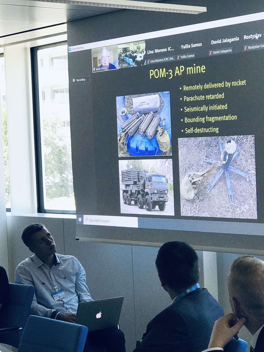 minefreeworld's tweet photo. .@hrw @MarkHiznay presents on range of #mine use by #Russia forces in #Ukraine incl. #pom3 #mines, & large contamination by #AV mines, no confirmed use by #Ukraine in the conflict #MineBanIM @DRCinUA https://t.co/PnYe136Eut