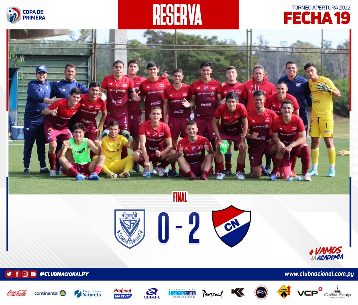 CanteradelTrico's tweet photo. #CanteraTricolor 🔴⚪🔵
#catReserva ⚽️🙋🏻‍♂️

🏆 Torneo #Apertura2022

🗓Fecha 19

¡FINALIZADO!

Ameliano 0 🆚️ 2 #NACIONAL 
📌Goles: 32' PT Matías Pérez y 41' Osman Romero. 

#VamosLaAcademia https://t.co/sohxD4zBEW