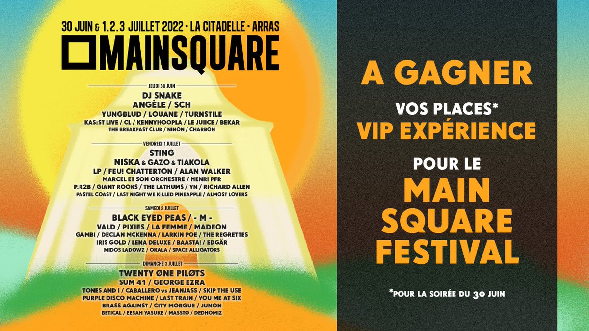 BFMGrandLille's tweet photo. [JEU CONCOURS]

🥳🎶 @BFMGrandLille vous fait gagner deux places VIP Expérience pour une soirée au @MainSquareFest, à Arras

Toutes les infos par ici 👇
https://t.co/AelV7Ao5ba https://t.co/eUKtmZ7cDY