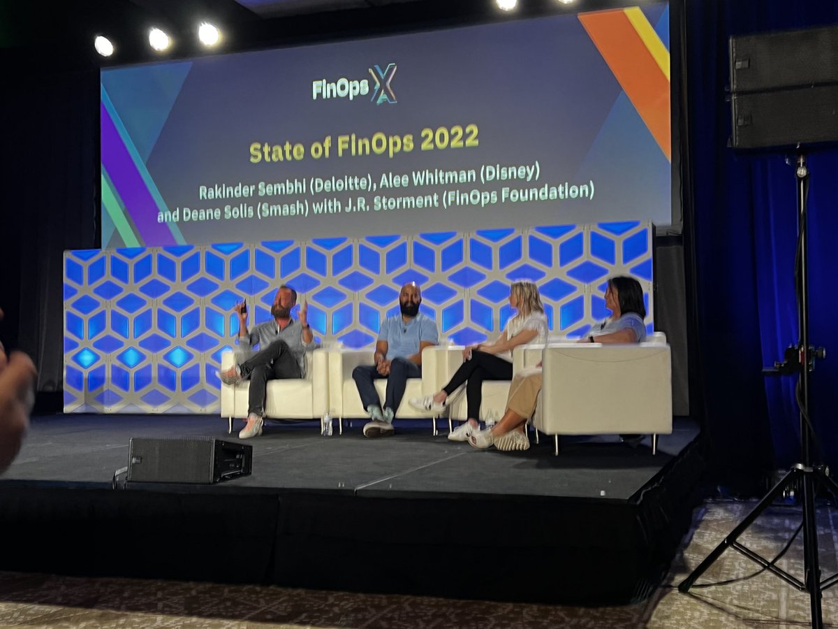 linuxfoundation's tweet photo. Great panel at #FinOpsDay with Rakinder Sembhi (@Deloitte), Alee Whitman (@Disney), Deane Solis (Smash), and J.R. Storment (@FinOpsFdn) #ossummit https://t.co/6zX1WtLSe5