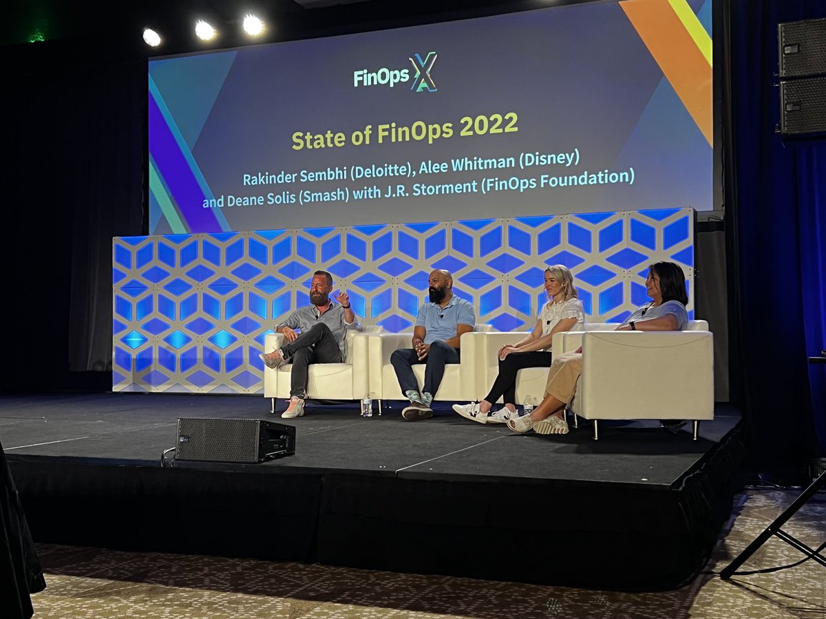 linuxfoundation's tweet photo. Great panel at #FinOpsDay with Rakinder Sembhi (@Deloitte), Alee Whitman (@Disney), Deane Solis (Smash), and J.R. Storment (@FinOpsFdn) #ossummit https://t.co/6zX1WtLSe5