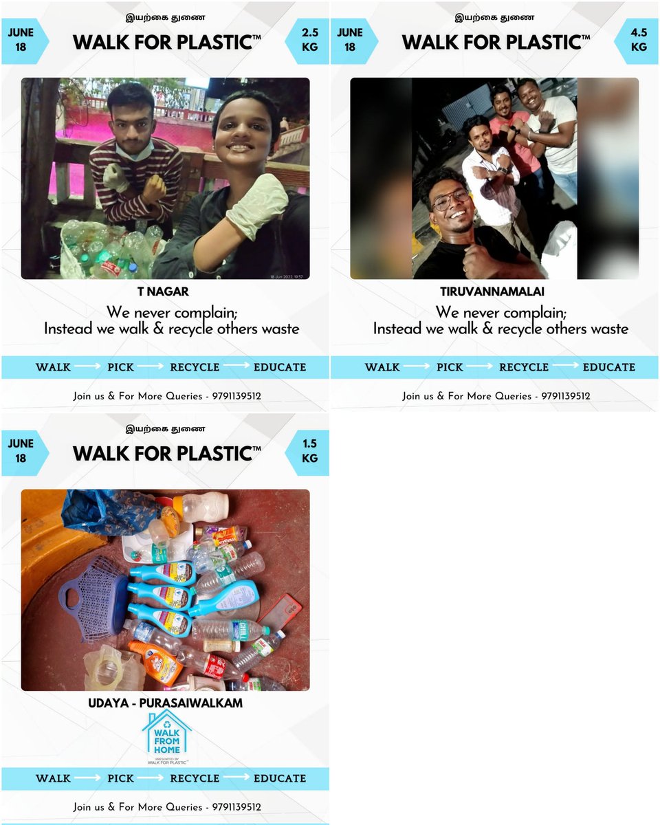 WalkForPlastic's tweet photo. Here comes the photos of 11 walks from last weekend Saturday ❤️
#walkforplastic #plasticrecycle #Chennai #tamilnadu #plasticpollution #plastic_payanam #plasticrecycle #oceanawareness #nature #environment https://t.co/66gyRDwVvq