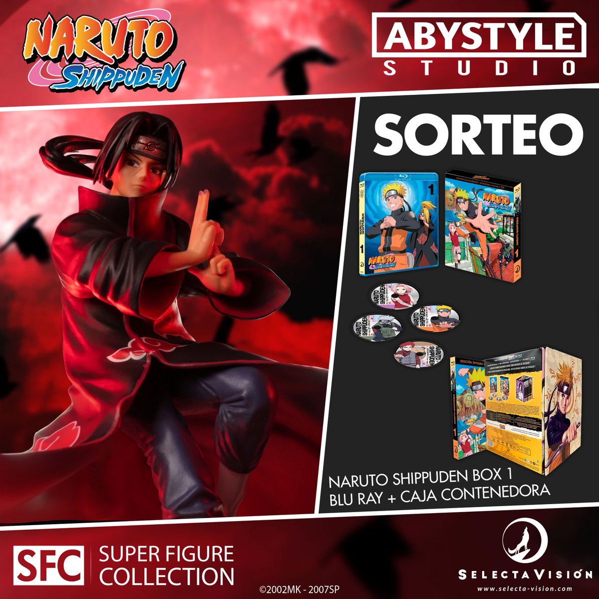 ‼️Atención fans de Naruto Shippuden, ¡SORTEO con <a href="/abystyle_studio/">ABYstyle Studio</a>!🍥

¡Tu camino del ninja 🥷 necesita este pack Blu-ray de #Shippuden + figura de Itachi! 

1⃣Síguenos y a <a href="/abystyle_studio/">ABYstyle Studio</a>

2⃣Like + RT 

3⃣Menciona @ 1 amigo y dinos tu personaje favorito de Shippuden 

¡Suerte!