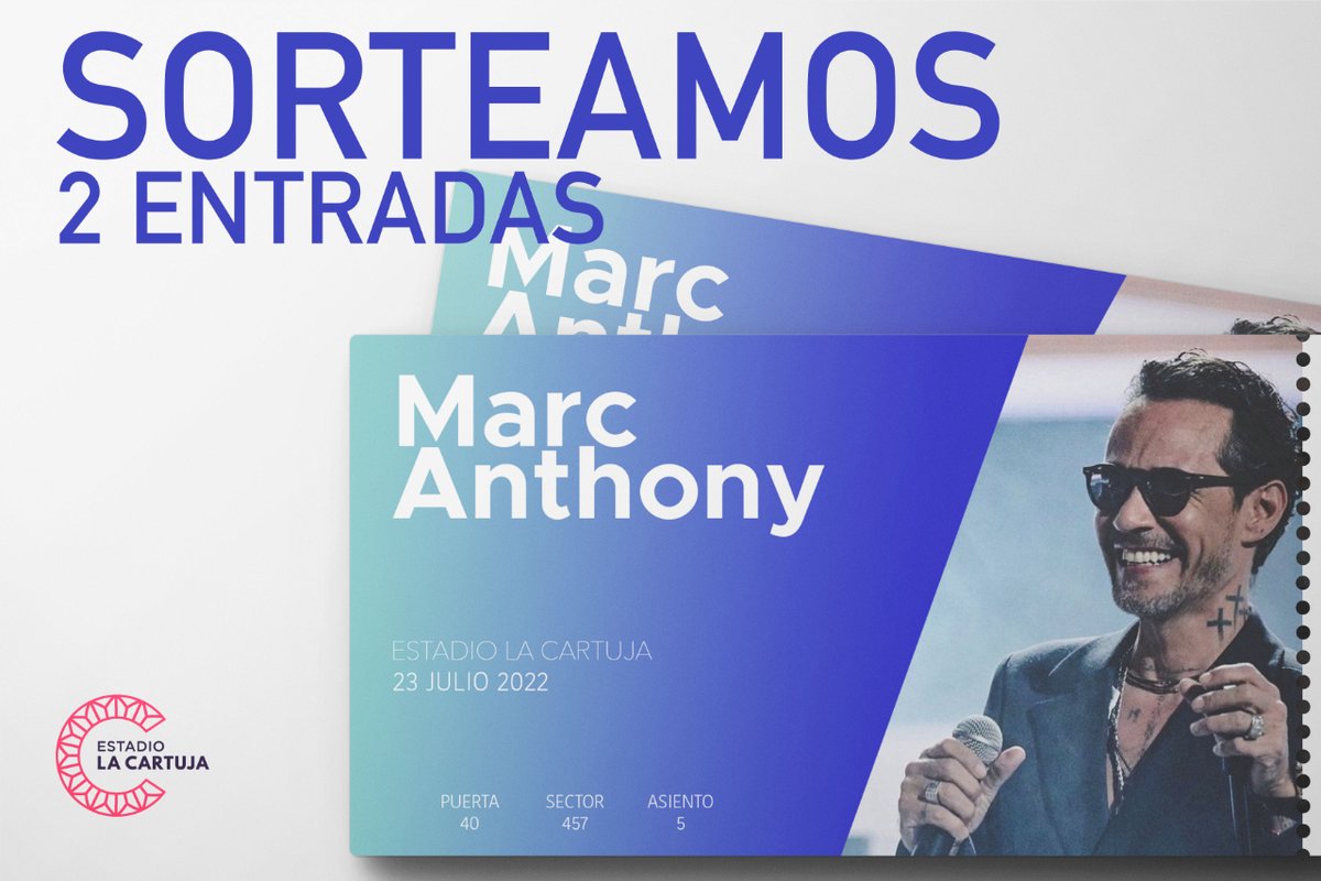 EstadioCartuja's tweet image. 🙌 Te invitamos al concierto de @MarcAnthony completamente gratis ¿Quieres conseguir las dos entradas que sorteamos?

1️⃣ Siguenos en @EstadioCartuja
2️⃣ RT a esta publicación
3️⃣ Menciona a la persona que quieres invitar

🏆 Ganador Miércoles 22  a las 22:00h ¡Suerte a todos!