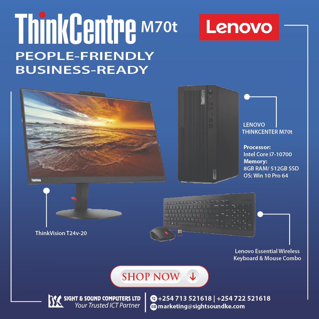 SightSound254's tweet photo. ThinkCentre M70t Tower Desktop, People-friendly, business-ready. 
• Packed with the latest Intel® Core™ processing
• Fast memory for multitasking and heavy data
• Top hardware and software security features
• Can support multiple monitors.
#Lenovothinkcentre #fatherdaughter https://t.co/9KWThaglI8