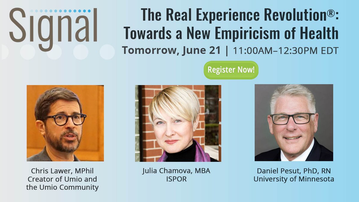 ISPORorg's tweet image. Want to create big, bold impacts in health-disease ecosystems through REAL experience thinking? Join us tomorrow for the latest #ISPORSignal episode to explore a new radical empiricism of health with @chrislawer and @DanielPesut Details and register:   ow.ly/Hf7050JtzEs