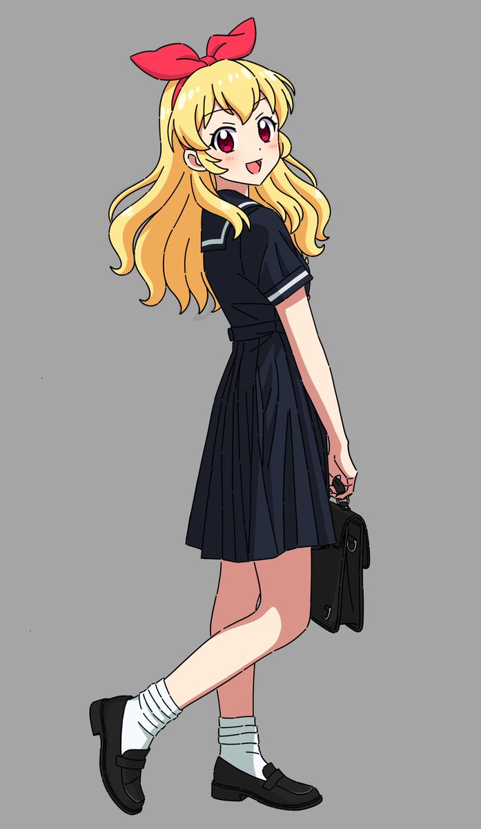 hoshimiya ichigo 1girl solo blonde hair school uniform skirt red eyes white socks  illustration images