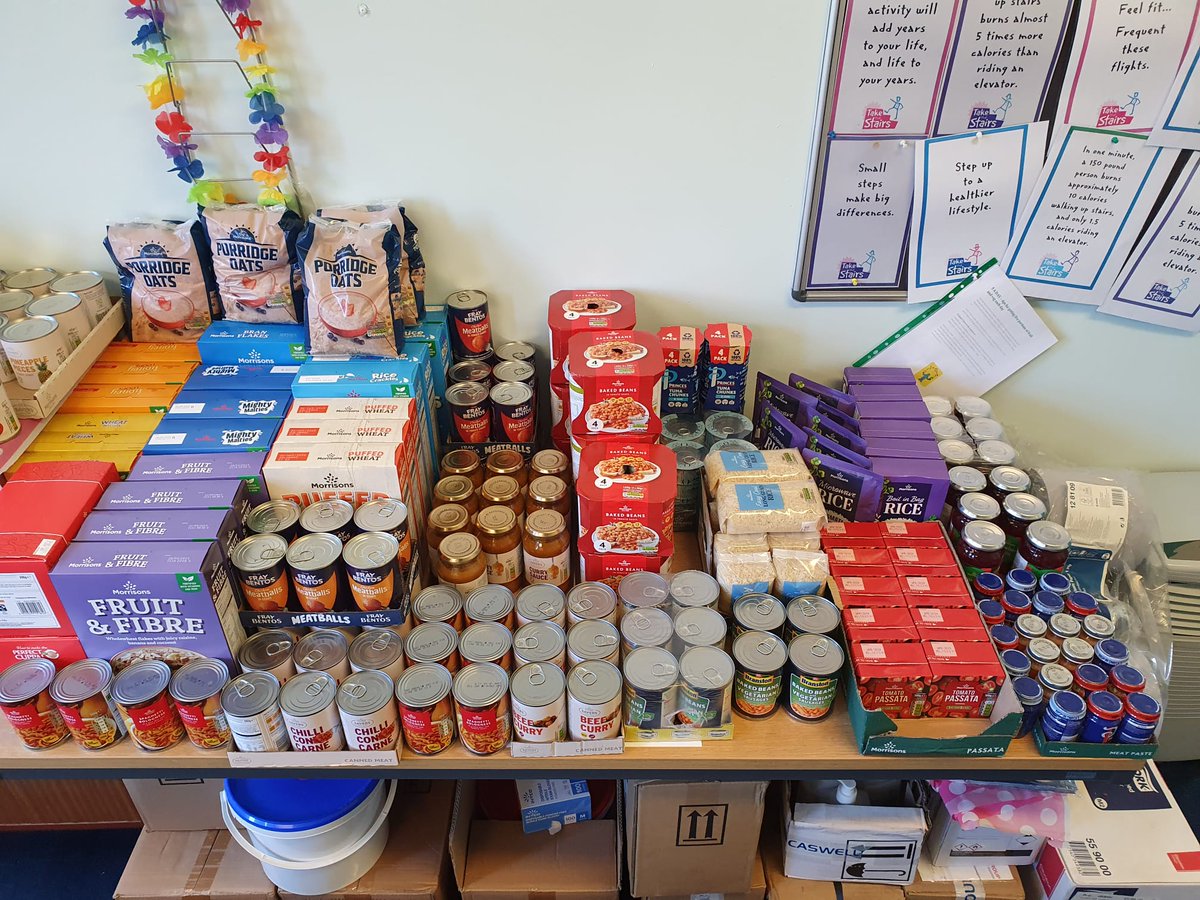 Welcome_Hudds's tweet photo. Wow - a great start to #FoodBankAwareness Week - look at what the Huddersfield Probation team has already collected. @htafcfoundation @HuddsHub Ready for @Welcome_Hudds and @BatleyFoodBank https://t.co/ru2kIQBzGp