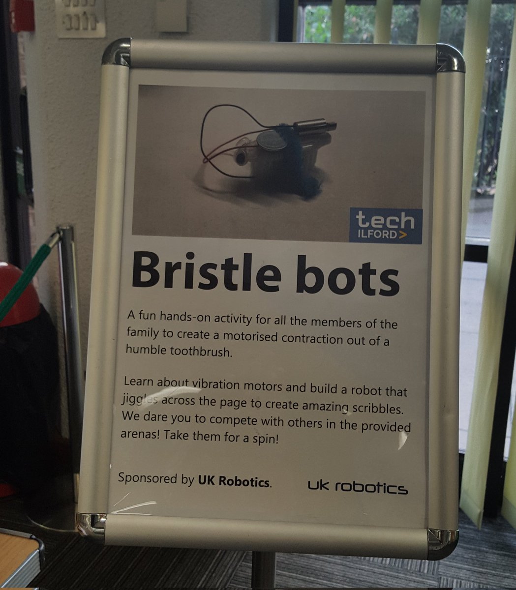 techilford's tweet photo. #Bristlebot activity @RedbridgeLibs
#TechIlford 2022 was Epic! Everyone had so much fun making, racing & sharing the experience. It is a great way to explore #Engineering, #Robotics, #Makercraft & teamwork. We will be looking at ways to improve on it for the #future. Thanks all. https://t.co/r2iAfr4e5l