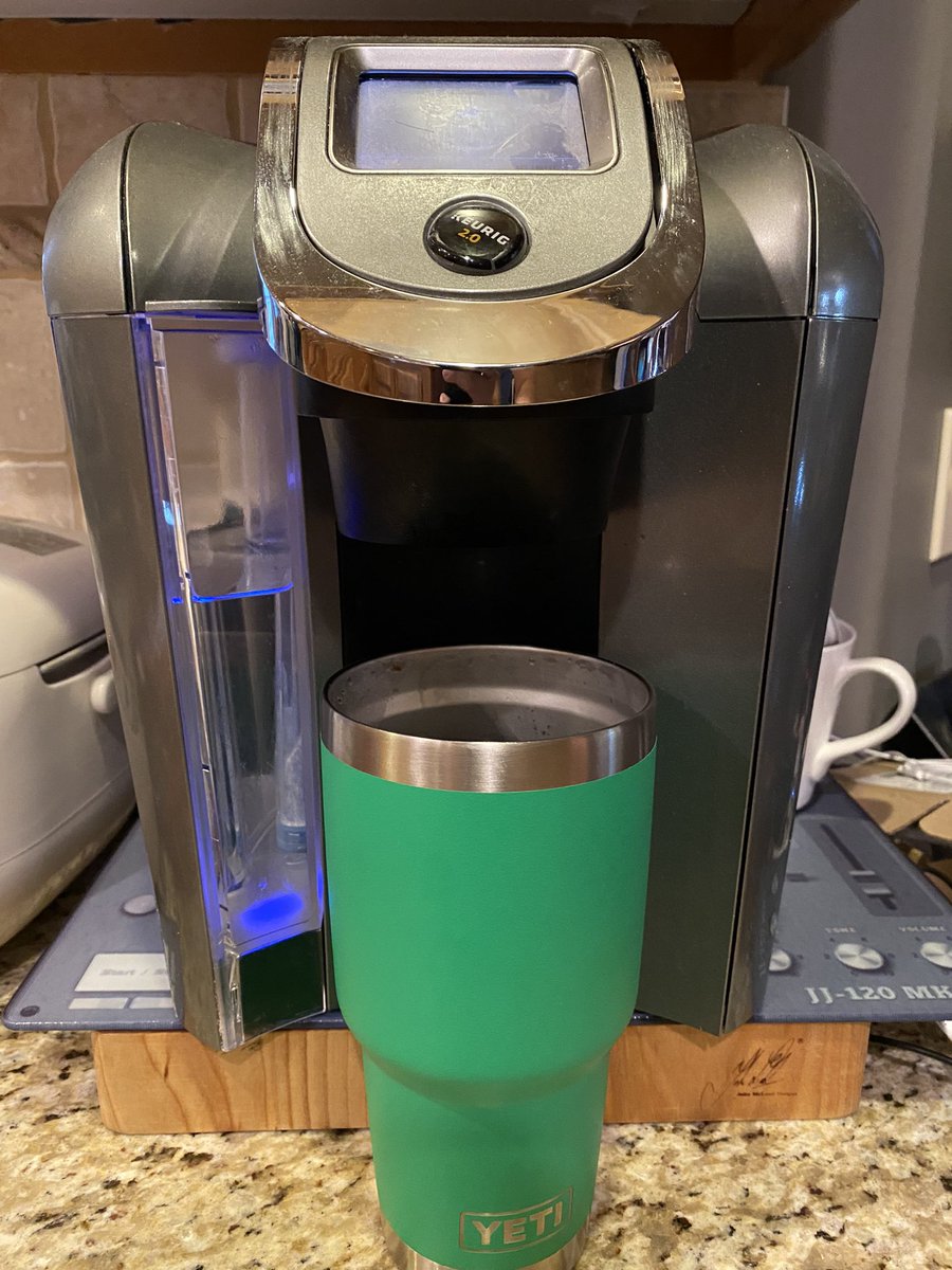 DrHowardLiu's tweet photo. My best accomplishment has been to prop up my Keurig to accommodate an even larger coffee mug. I expect a proportional increase in either productivity or Twitter use 😀 https://t.co/nsHsuloKqb