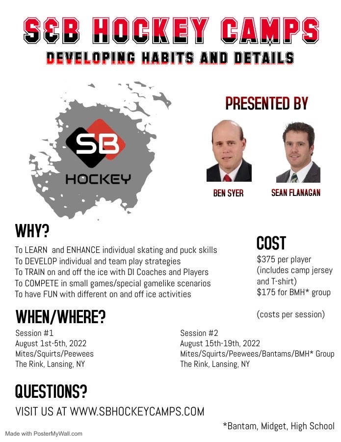 puhockey's tweet photo. A little over a month till the 1st week of ⁦@S_BHockey⁩ Camp! Still some spots available.   All ages. #funonice #outlaws #outlaws #tgha #iyha #valleyeagles ⁦@ESPNIthaca⁩ ⁦@ithacavoice⁩ ⁦@seanflan18⁩ https://t.co/kSp8iaqleA