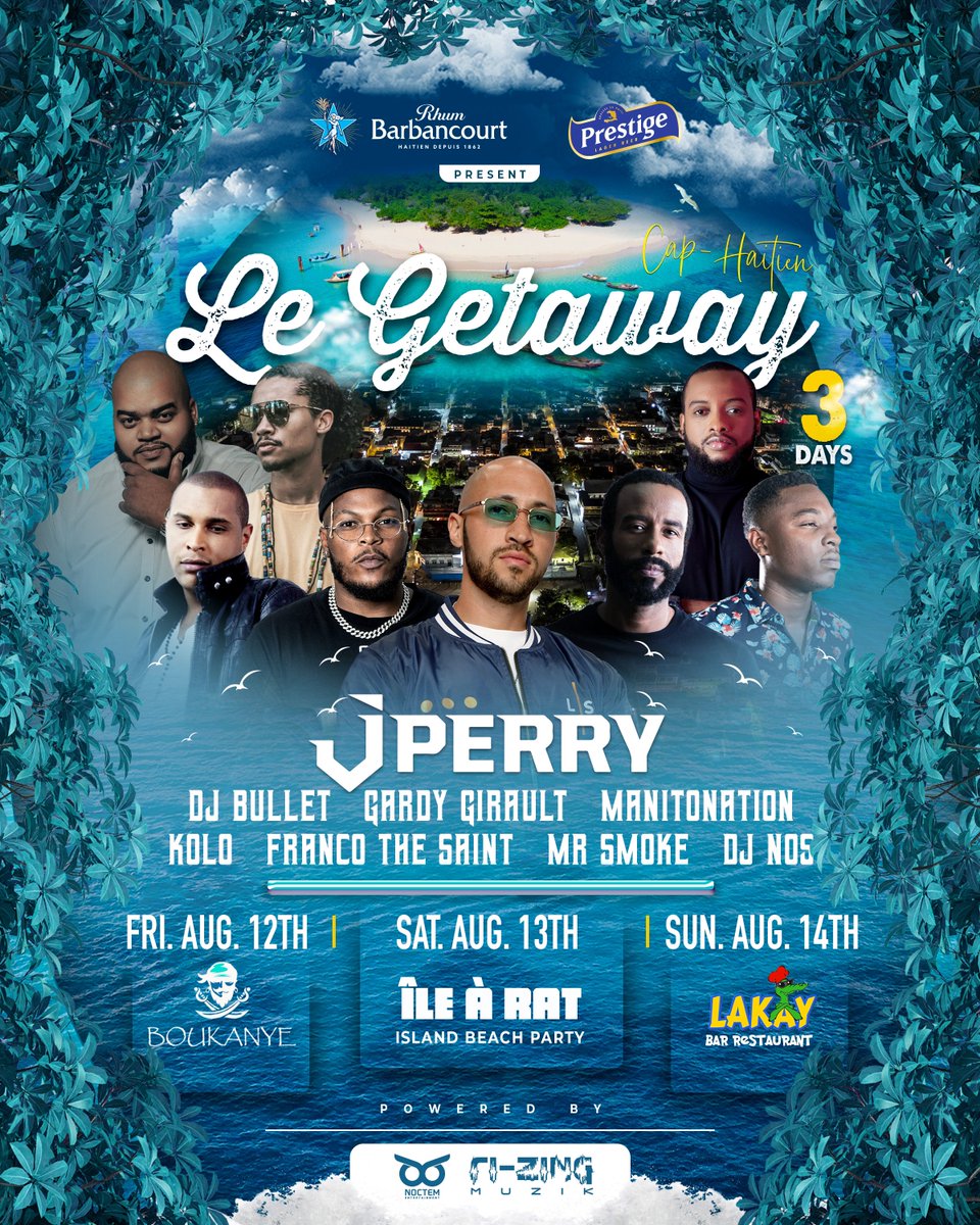 LeGetaway's tweet photo. With a rich variety of talents, we are pleased to present our official weekend lineup! ☀️🏝🎶

Avec une riche variété de talents, nous sommes heureux de vous présenter notre programmation officielle du week-end !  ☀️🏝🎶

#legetaway #haiti #caphaitien https://t.co/gSLjqEuBVC