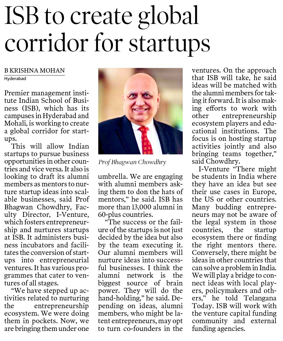ISBedu's tweet photo. Sharing his thoughts on @I_Venture_ISB - which fosters entrepreneurship at the School - Prof @bhagwanUCLA said, “We have stepped up activities related to nurturing the entrepreneurship ecosystem. We were doing them in pockets."
#ISBfaculty @TelanganaToday
https://t.co/H1Adx3KUf4 https://t.co/taDsOWuZST