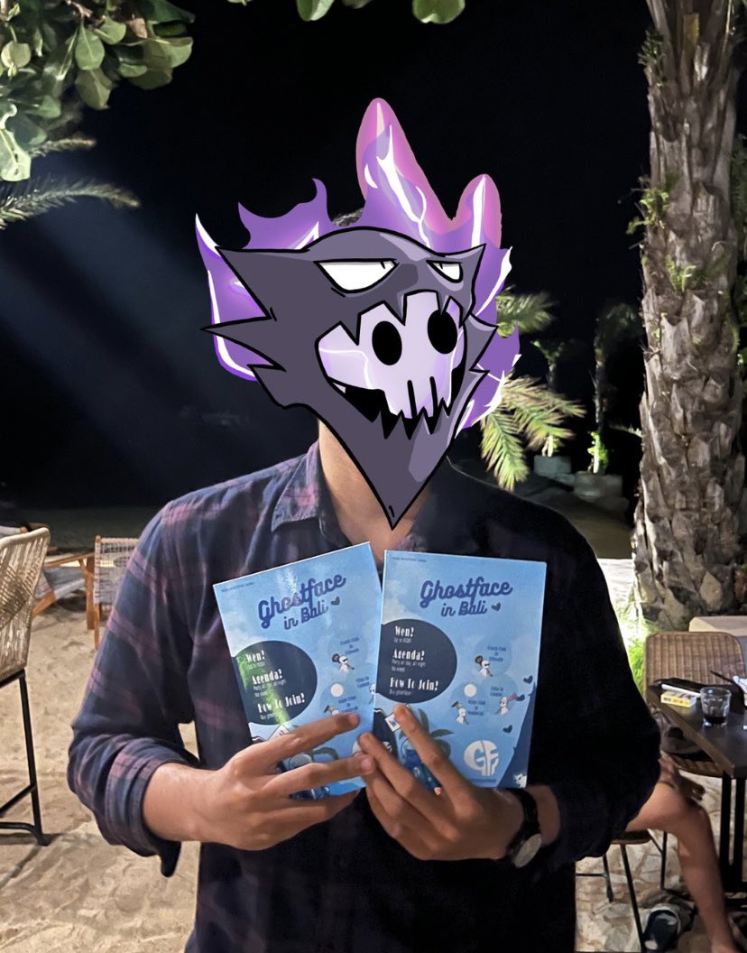 aulialoveslily's tweet photo. Made this “Ghostface in Bali” notebook to give it to ma lovely frens, I’ll keep giving it out to my frens tomorrow so they can KNOW WHAT IS GHOSTFACE👻👻🥰🥰 #Ghostfaceweek @GhostfaceNFT @BMO_GF @wgmidiot @bennymax_ @prinzNFT17 https://t.co/uvnNjEX3nH