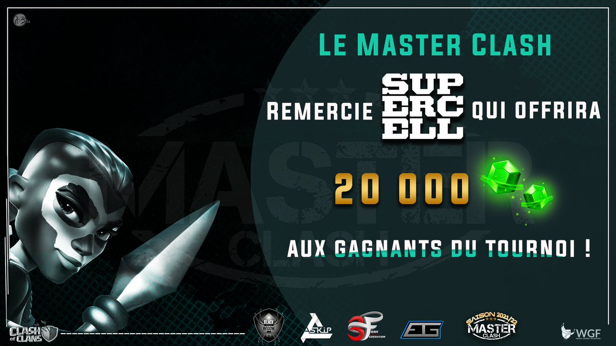 MasterClash (@masterclash_coc) on Twitter photo Bonjour à tous !
Nous sommes très heureux de vous annoncer que Supercell offre 20 000 gemmes aux gagnants du tournoi Master Clash 2022 (2×10 000 gemmes)
Un grand merci à <a href="/ClashofClansFce/">Clash of Clans FR</a>, représenté par l'équipe de CM français : Eva & Evan Bonjour à tous !
Nous sommes très heureux de vous annoncer que Supercell offre 20 000 gemmes aux gagnants du tournoi Master Clash 2022 (2×10 000 gemmes)
Un grand merci à <a href="/ClashofClansFce/">Clash of Clans FR</a>, représenté par l'équipe de CM français : Eva & Evan