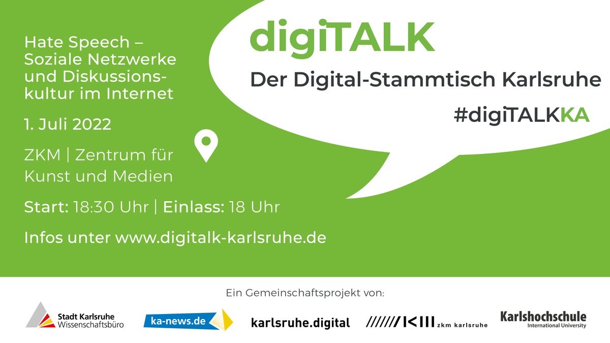 KA_digital's tweet photo. Hass im Netz hat viele Formen
Das in sozialen Netzwerken weitreichende Problem der "Hate Speech" ist Thema des #digitalkKA am 1.7.2022 @zkmkarlsruhe
https://t.co/7f5FEaFmVs
#KarlsruheDigital #DigitaleNachtKA https://t.co/4fgY3RK8Fc