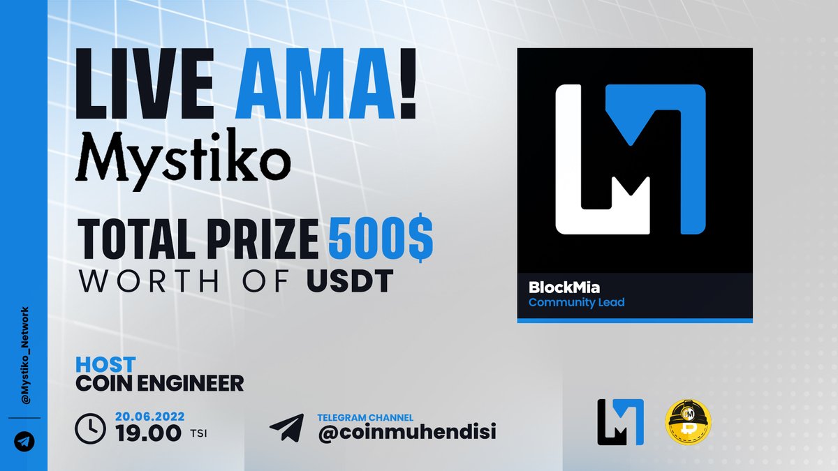 500$ $USDT Ödüllü #Mystiko ile AMA etkinliği düzenliyoruz 🥳

AMA Tarihi : 20 Haziran 19.00 (UTC+3)

10 soru ödüllendirilecek. Twitter(5) - Telegram(5)

🔽Kurallar:

Takip Et
<a href="/coinmuhendisi/"></a>
+
@MystikoNetwork
+
<a href="/paramuhendisim/">Para Mühendisi</a>

▶️Beğen,Retweet

▶️Soru Sor 2 Arkadaşını Etiketle ✅