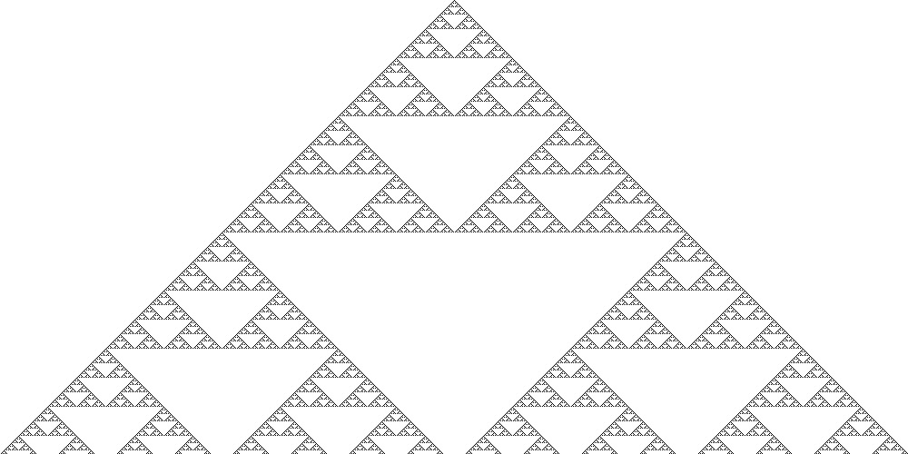 ComputeiroD's tweet image. Autômato celular &apos;regra 90&apos; gerado com Python + Pillow com putpixel. #cellularautomaton #rule90