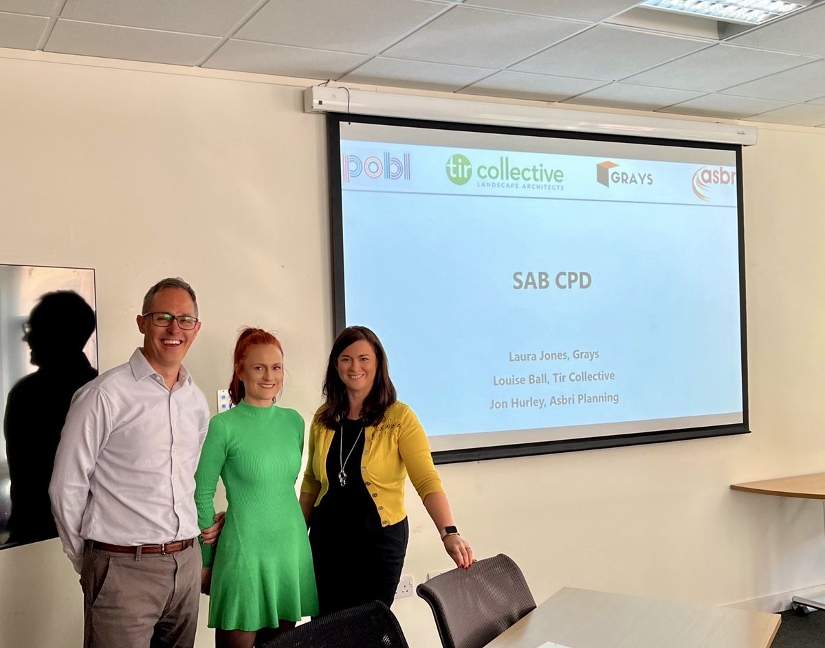 Massive thanks to <a href="/poblgroup/">Pobl Group</a> Teams from East &amp; West joining us for our first real life, in person CPD SAB presentation today - lively discussion and interaction on a Monday morning! 😀Jon Hurley @AsbriPlanning and Louise Ball <a href="/TirCollective/">Tir Collective</a> and <a href="/GRAYS_Consult/">Grays (Consulting Engineers) Limited</a>
