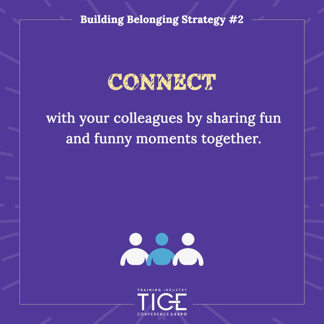 SigPrez's tweet photo. Build belonging at work by taking the time to laugh with your peers.
Learn other simple, real-world strategies at my June 22nd session at #TICE2022 in Raleigh.
#buildbelonging #buildbelongingatwork #signaturepresentations #belonging #youbelong #buildingbelongingtogether https://t.co/qjajvwPRMp