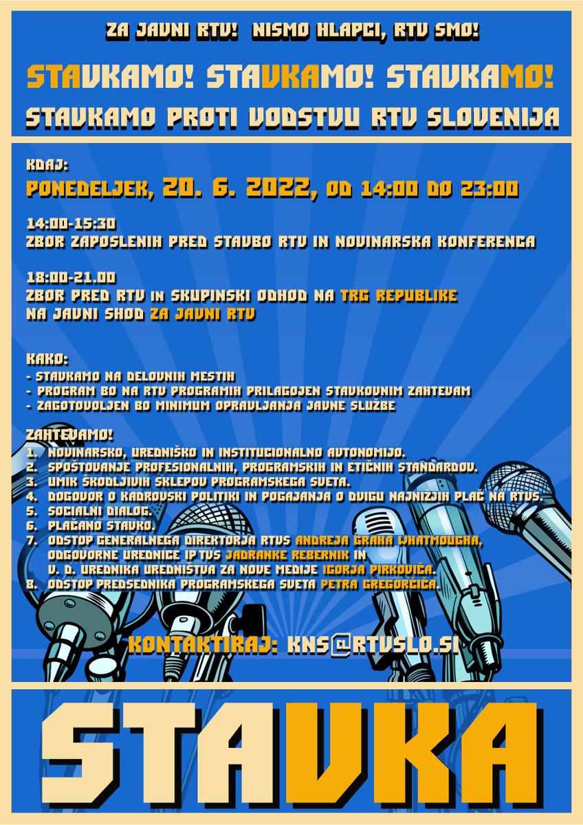 V #SindikatTaksistov podpiramo stavko delavk in delavcev RTV!