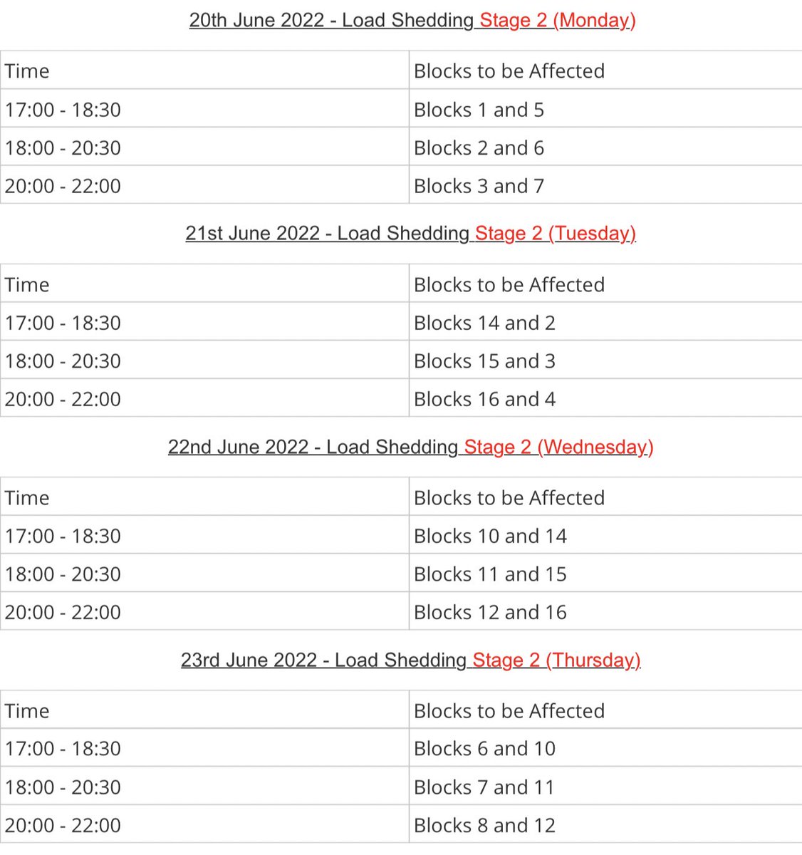 #Loadshedding schedule from the 20th-23rd .^NN