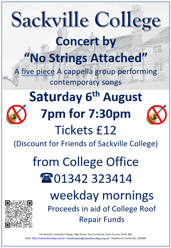 Concert on 6th August at Sackville College by 'No Strings Attached'
