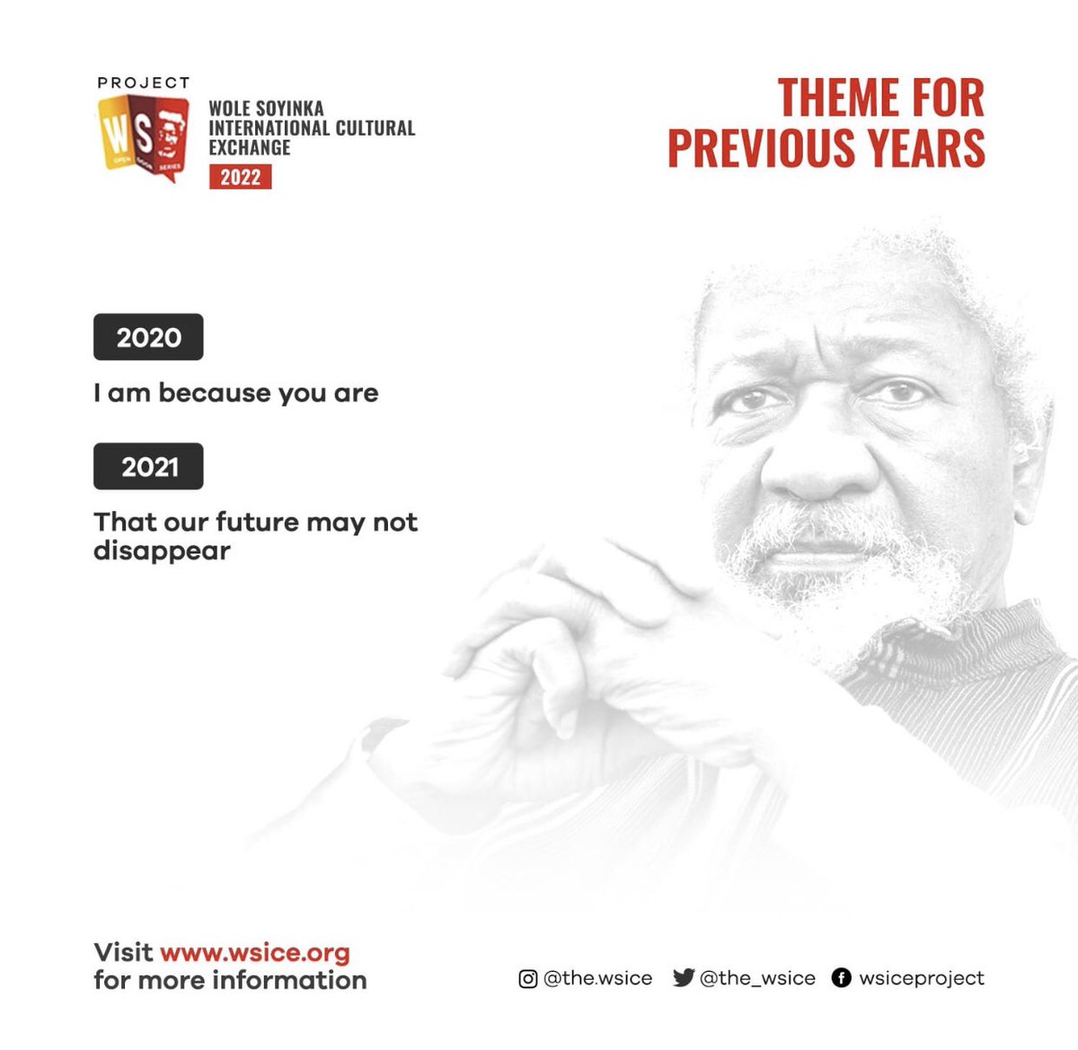 THE_WSICE's tweet photo. Let us know what your favorite Wole Soyinka International Cultural Exchange Program theme is.

#wsice #wsice2022 #literature #WoleSoyinka #literature https://t.co/TZmhdlxkgj