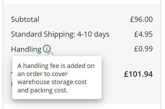 stukerr's tweet image. First time i&apos;m seeing a &quot;handling&quot; fee on an ecommerce order, not sure i&apos;m a fan cc: #ecomchat