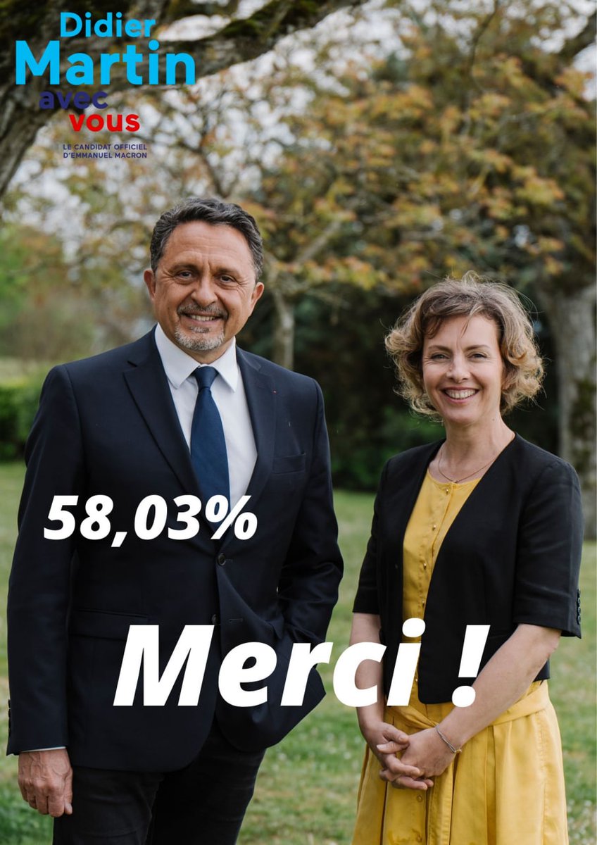 Je remercie les électrices et les électeurs de la 1re circonscription de m'avoir renouvelé leur confiance avec +58% des suffrages exprimés. 
Une grande satisfaction d'avoir à nouveau 4 députés de la majorité présidentielle en Côte-d'Or. #circo2101 #5ansdeplus #legislatives2022