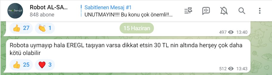 yurolessss's tweet photo. 15 Haziranda #eregl #EREĞLİ için grubumda yazdığım mesaj 
Takip eden telegram grubumda olanlar üzülmedi bu düşüşte çok şükür

ÜCRETSİZ TELEGRAM grubu 
ROBOT Sinyalleri ve Analizler için katılın
👇🏻👇🏻👇🏻👇🏻
https://t.co/7TPEwWgaA1

#tspor #aksen #clebi https://t.co/51rgl7ycuL