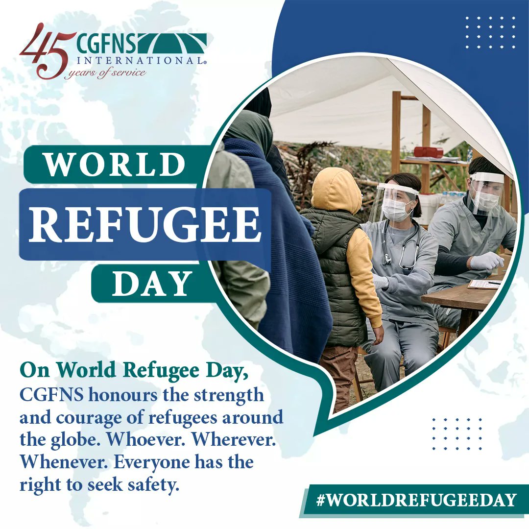 CGFNS's tweet photo. On World Refugee Day, CGFNS honours the strength and courage of refugees around the globe. Whoever. Wherever. Whenever. Everyone has the right to seek safety. #WorldRefugeeDay https://t.co/NuTmRLPJaZ https://t.co/h8PbyTHmRD