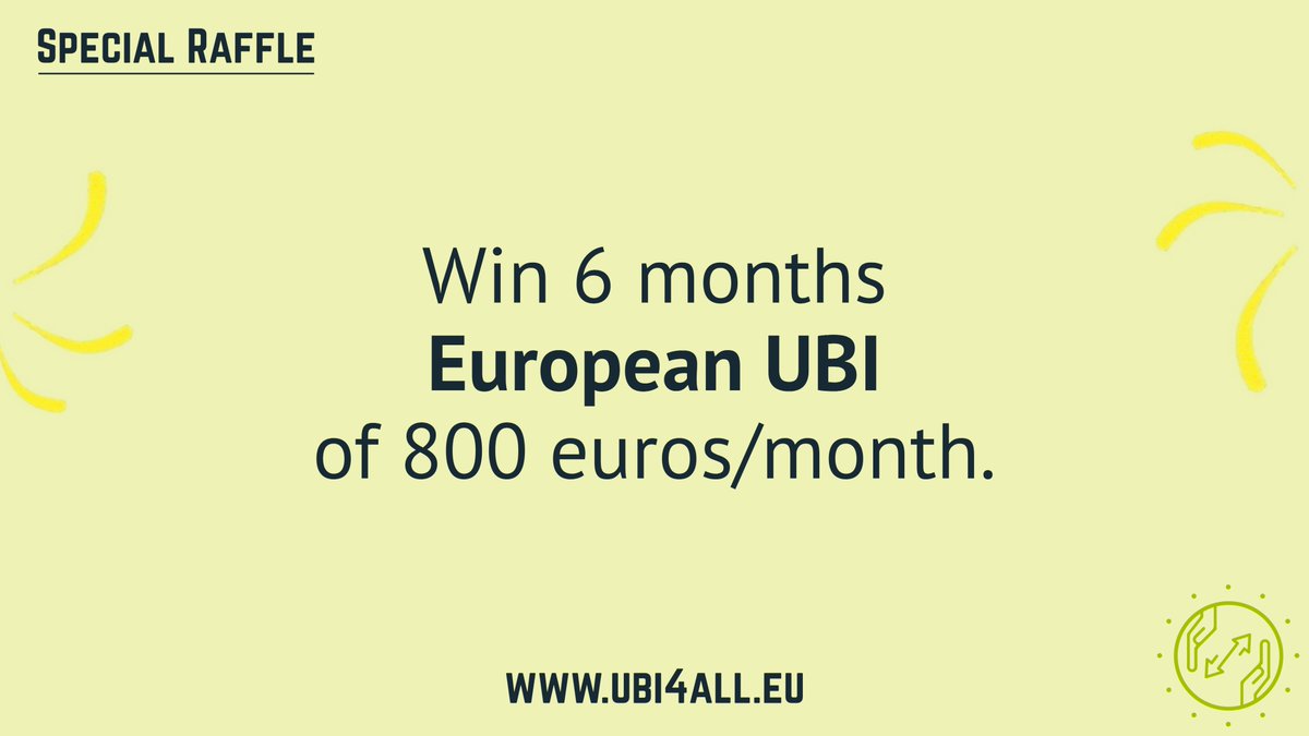 The countdown is on! 
Today we are giving away half a year of basic income. 🎈
Don‘t forget to sign ✍🏼👉🏼 eci-ubi.eu
<a href="/EciUbi/">eci-ubi</a> 

#UBI #basicincome #raffle #winandbehappy #unconditional #unconditionally #europeanbasicincome