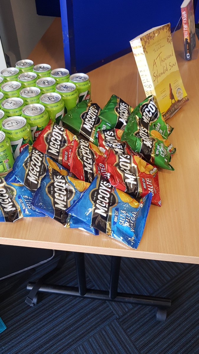 LibraryGryphon's tweet image. Snacks and books set up at Wester-Hailes Public Library (thanks @TalesOfOneCity for letting me bring in the nibbles) for the art exhibition! Come join to see great artwork and the stories behind them for an @scotrefcouncil event at #RefugeeFestScot #RefugeeWeek #RefugeeDay