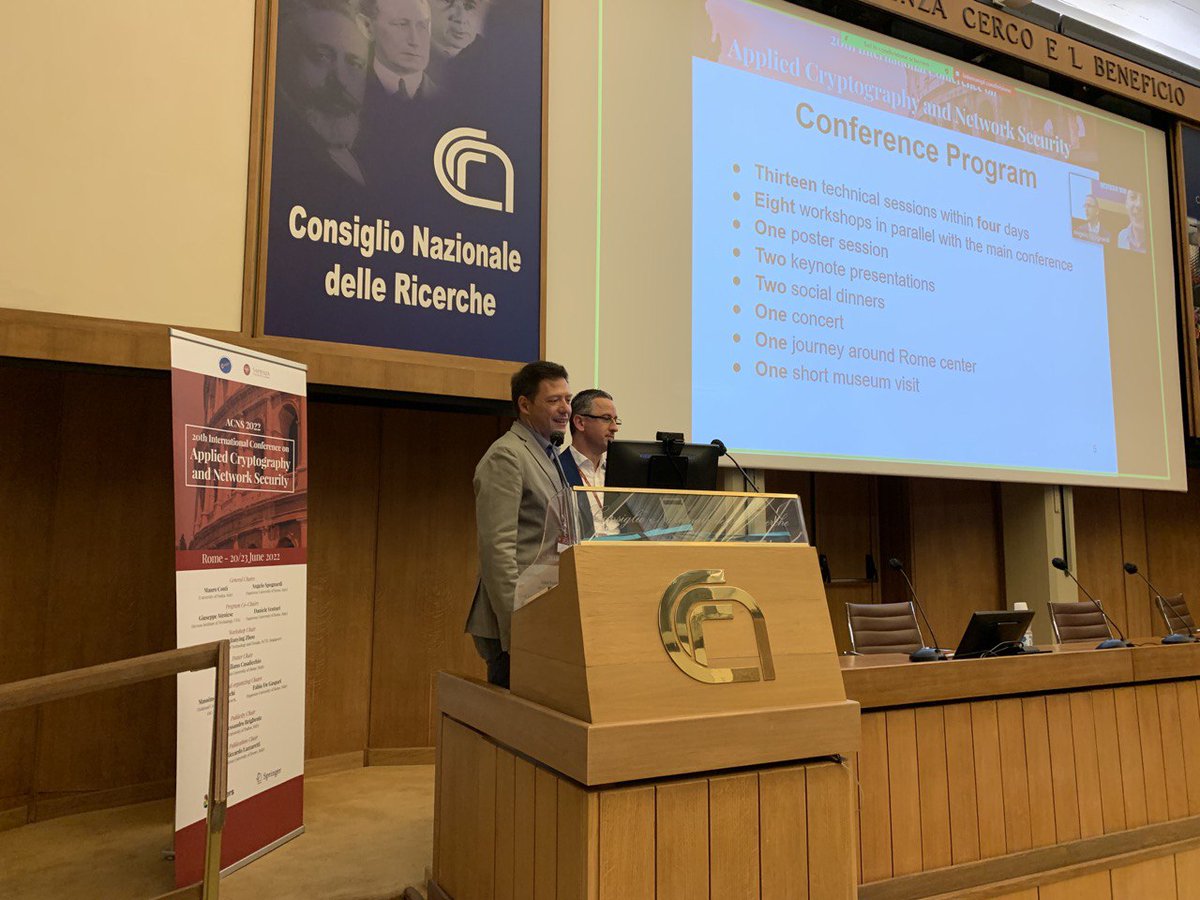ACNS2022 (@acns2022) on Twitter photo ACNS 2022 welcoming remarks with PC chairs <a href="/SapienzaCrypto/">Sapienza Crypto</a> Prof. Giuseppe Ateniese, General chairs <a href="/mauroconti_/">Mauro Conti</a> <a href="/aspognardicnr/">Angelo Spognardi</a> , and workshop chair <a href="/jianying_zhou/">Jianying Zhou</a> ACNS 2022 welcoming remarks with PC chairs <a href="/SapienzaCrypto/">Sapienza Crypto</a> Prof. Giuseppe Ateniese, General chairs <a href="/mauroconti_/">Mauro Conti</a> <a href="/aspognardicnr/">Angelo Spognardi</a> , and workshop chair <a href="/jianying_zhou/">Jianying Zhou</a>