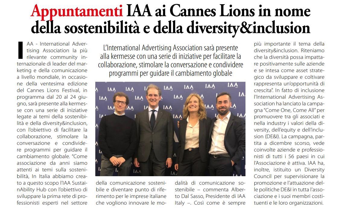 annina_simonati's tweet photo. Con @iaaitalychapter alla ventesima edizione dei @Cannes_Lions, il festival della #creatività 💯 @IAA_Global https://t.co/gjBm62nCDy