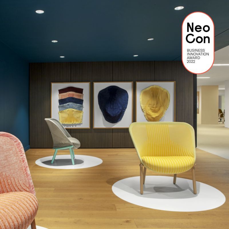 EnviroAtWork's tweet photo. The @Haworthinc Cardigan chair designed by Patricia Urquiola was truly one of the highlights at #Neocon2022 this year. This award winning chair has it all, comfort and beauty!
#cardiganchair #knitback #digitalknitback #loungeseating #awardwinning https://t.co/s8y1gEsJz3