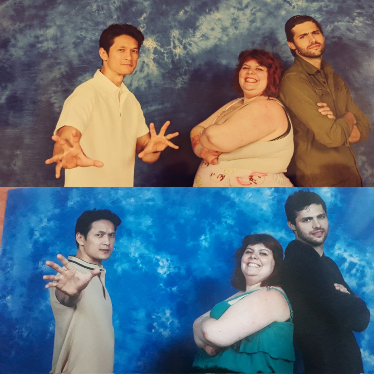 0xym0ore's tweet image. #THOS4 en haut VS #THOS3 en bas. 
Same people, same poses, different years. ❤️