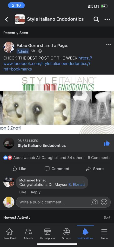 وييييوووو 
My case was chosen as 
Best case of the week in Style Italiano Endodontics group 🤩🫶