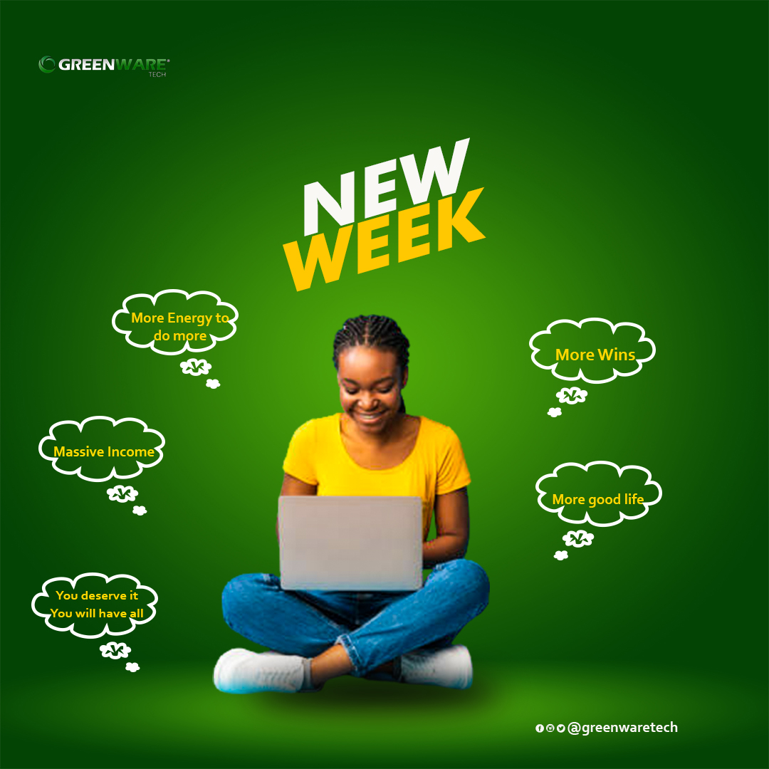 GreenWareTech's tweet photo. It's a beautiful week to achieve greatness.
#mondaymotivation #webdesign #nysclagos #webdevelopment #digitalmarketing #graphicdesign #greenwaretech #videoediting https://t.co/YSGqmUZ1G3