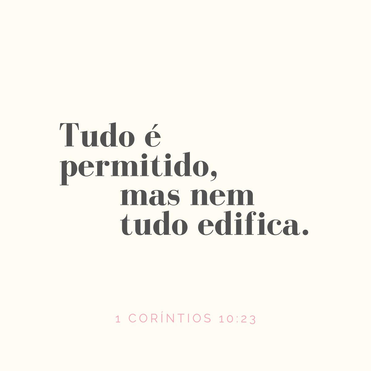 enteu's tweet image. “Tudo é permitido”, mas nem tudo convém. “Tudo é permitido”, mas nem tudo edifica.

1 Coríntios 10:23